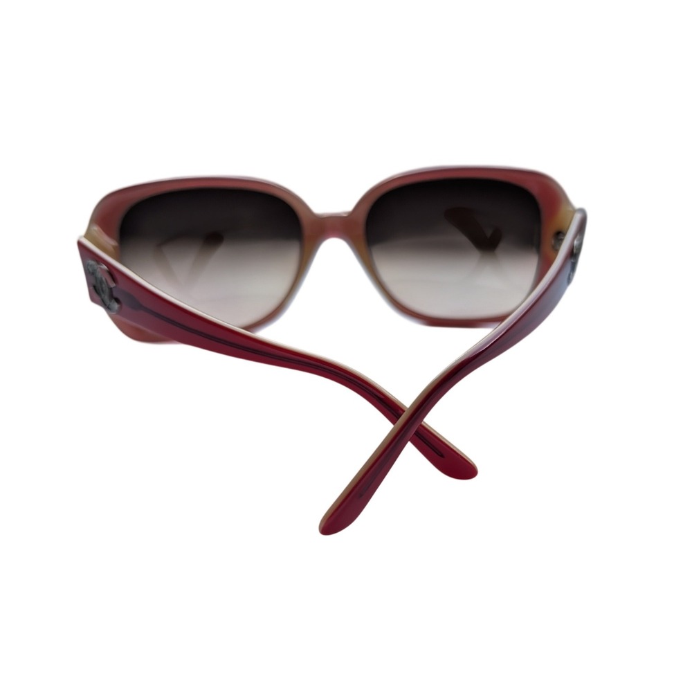 Chanel 5101 Sunglasses Red Tan Square Gradient Lens 57-18 130 CC Logo Summer - Picture 2 of 8